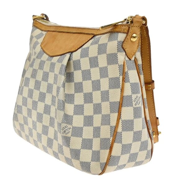 LOUIS VUITTON Siracusa PM Shoulder Bag Damier Azur Leather White - Picture 4 of 15